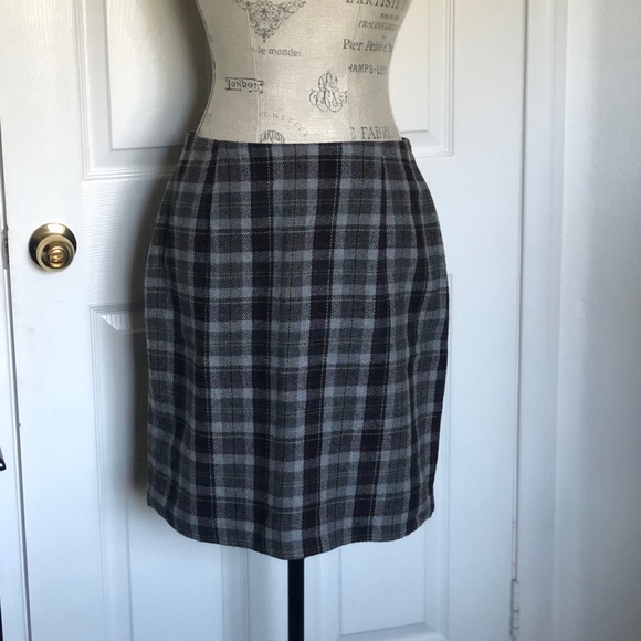 Plaid Wool Skirt - Picture 1 of 7